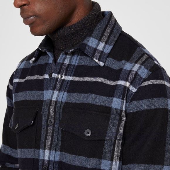 Long Sleeve Cozy Plaid Overshirt - New With Tags - NEVER WORN - Black - Picture 3 of 5